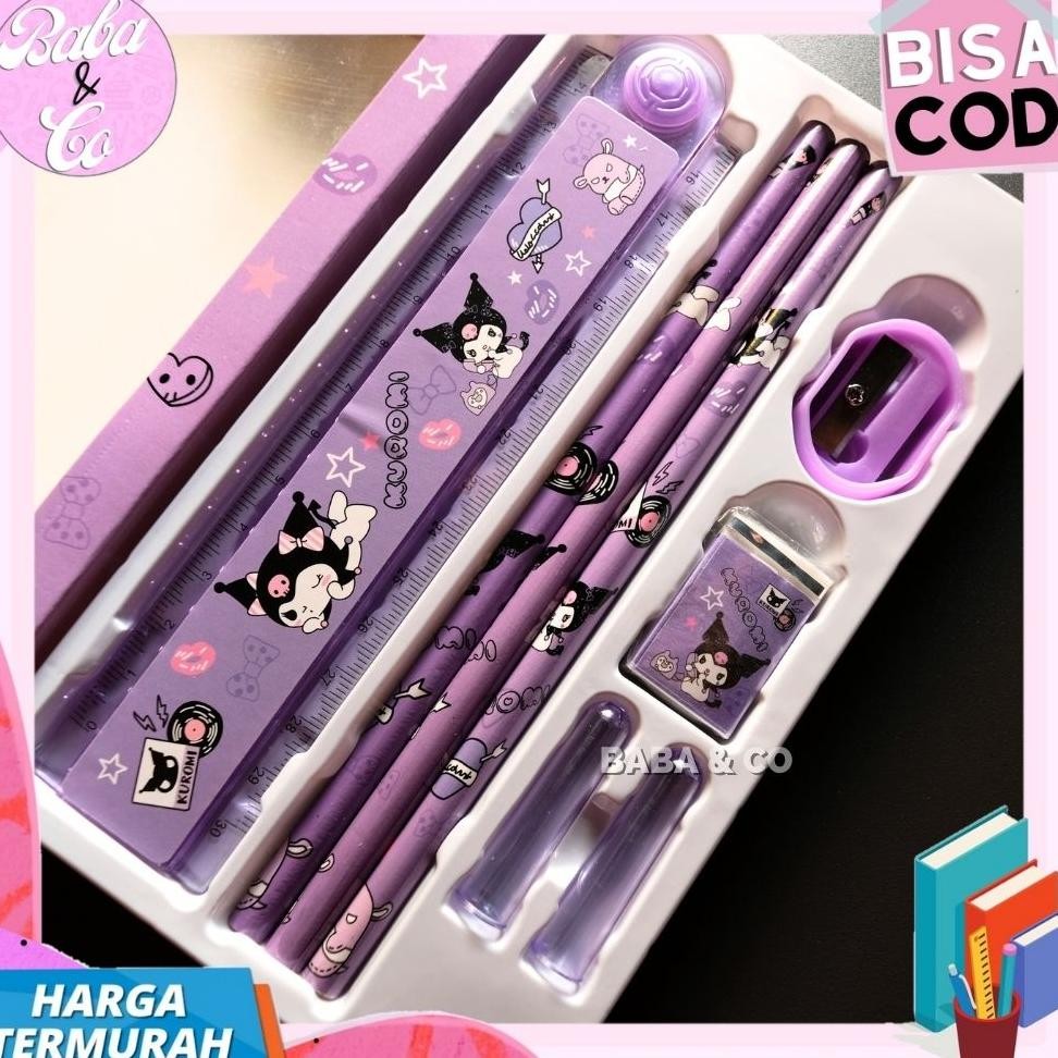 

Ready Paket Alat Tulis 5 In 1 Sanrio Pensil Penggaris Sanrio Murah Unik Lucu Set Alat Tulis Sanrio