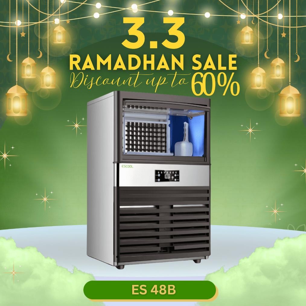 Terlaris Escool Mesin Es Ice Maker 24 Jam Membuat Es 80kg, Membuat Es 48pcs per Putaran ES-48B
