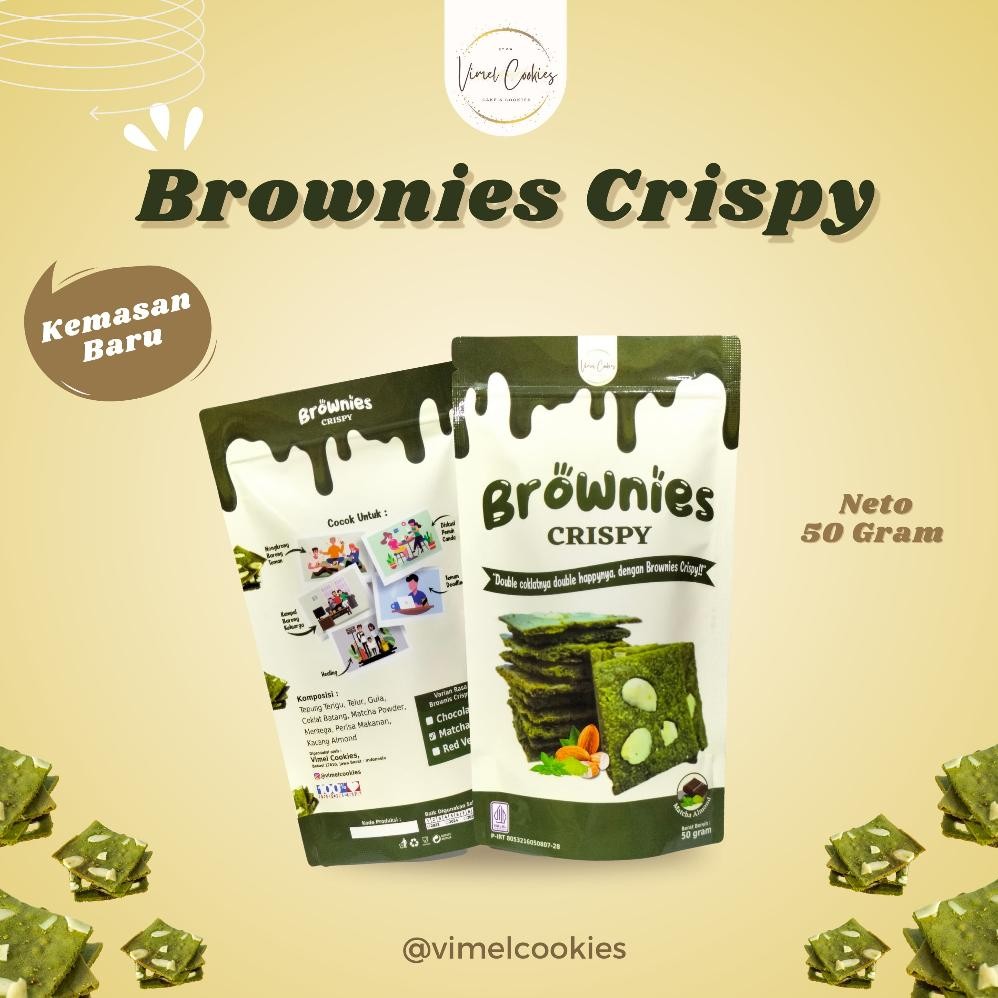 

Ready stok Terlaris BROWNIES CRISPY MATCHA/COOKIES BROWNIES ALMOND (50 GRAM) Termurah