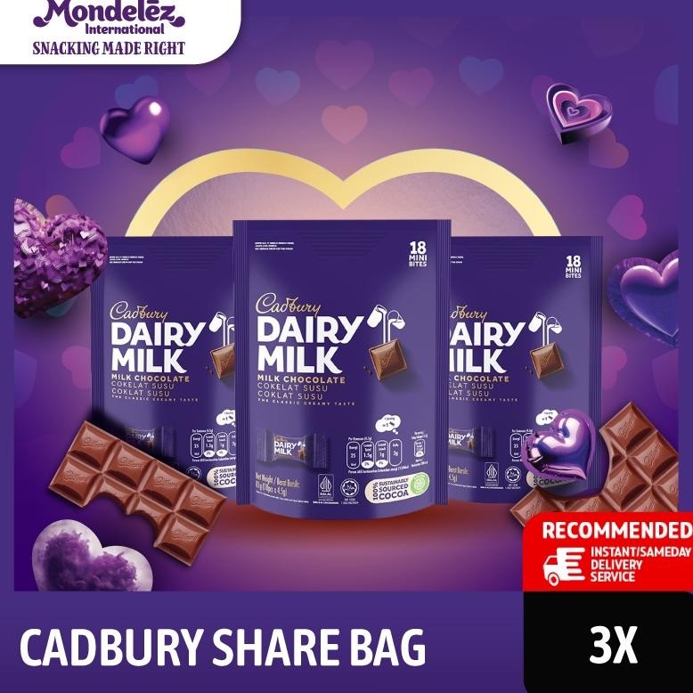 

Ready stok Terlaris Cadbury Dairy Milk Cokelat Sharebag Isi 18 x 3 Termurah