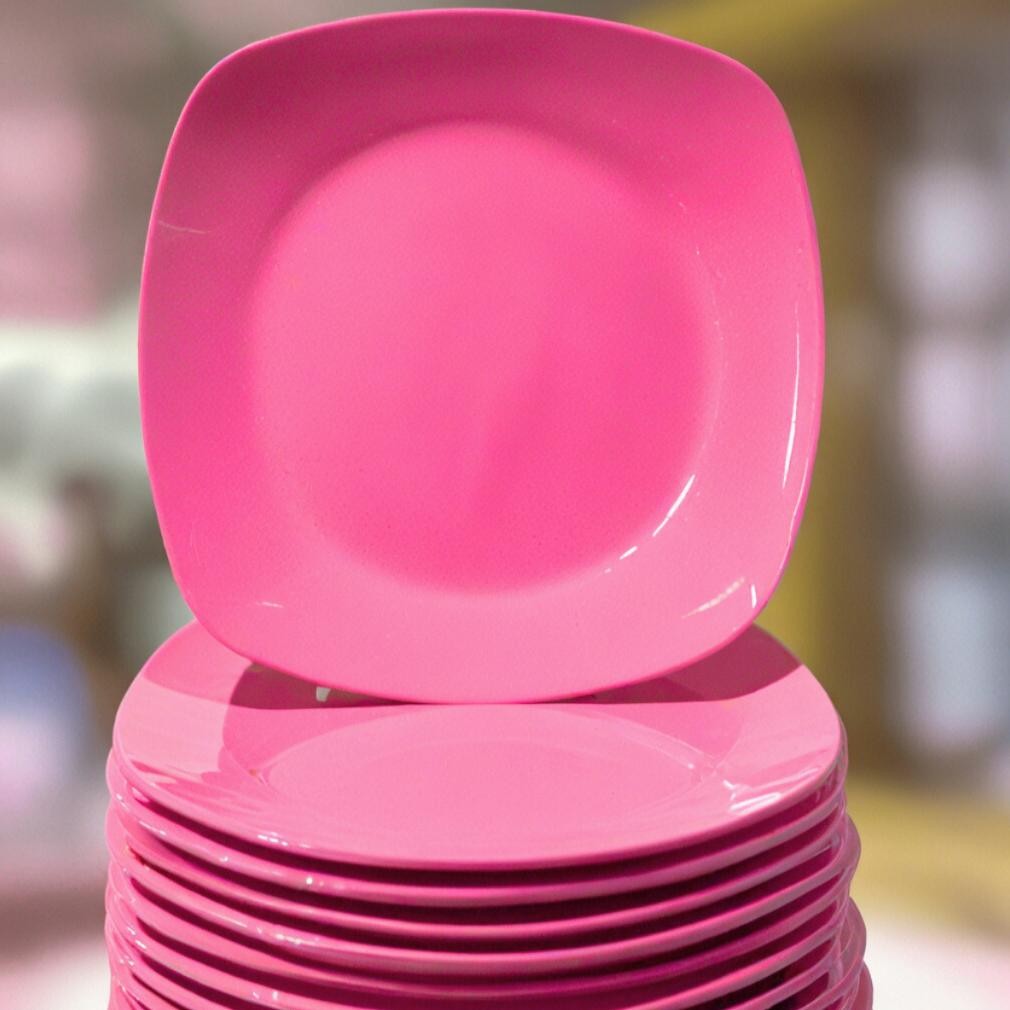 Bisa Cod Piring Melamin Ceper Segi Kotak 6 Inch Kue Snack Semi Melamine Ceper Saji ||