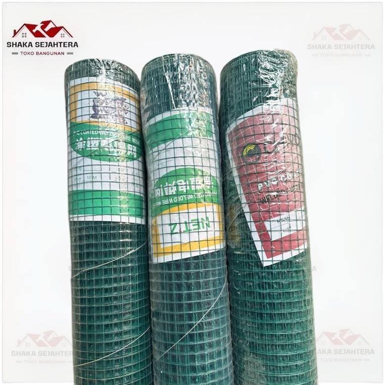 NEW NEW KAWAT RAM LOKET PVC HIJAU ayakan kandang 1 roll 1/2 dan 3/4 inch