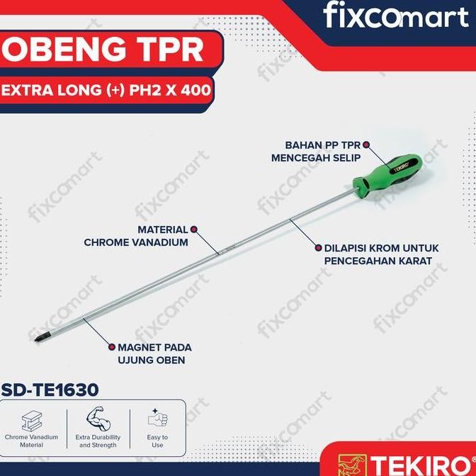 Terjangkau Tekiro Obeng Tpr Extra Long (+) Ph2 X 400 Mm / Obeng Plus /Obeng Panjang