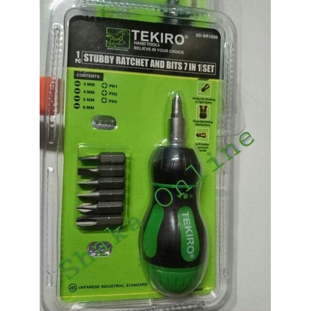Terjangkau Obeng Cebol Set Rachet 7 Pcs Tekiro - Obeng Rachet Set Tekiro