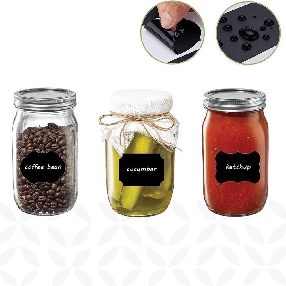

Premium 100 pcs Dapur Bumbu Stiker / Labels Kitchen Organizer Storage Bottles Waterproof Jar /Stiker Label Blackboard Hitam Chalkboard Dengan Pena High Quality