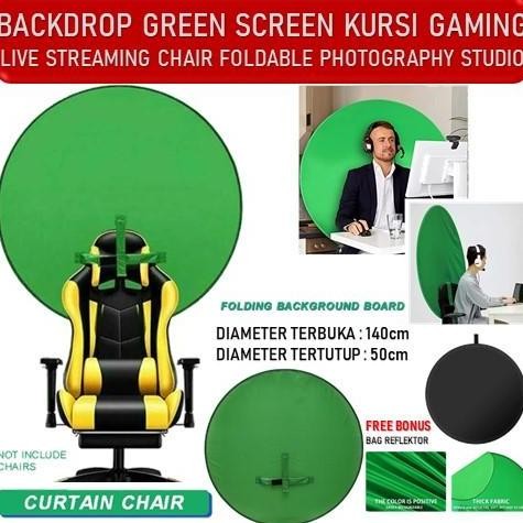 Backdrop Live Streaming Green Screen Kursi Gaming 140cm