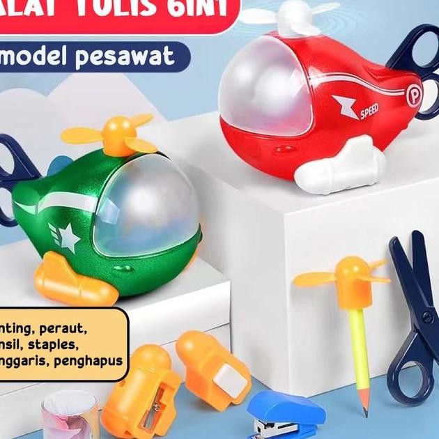 

6In1 Helicopter Et Tationery One Go Cior Cil Ruler Eraer Haerner Tapler All In 1 Alat Tuli Peawat Lengap Ana Il Ghapu Gunting Rautan