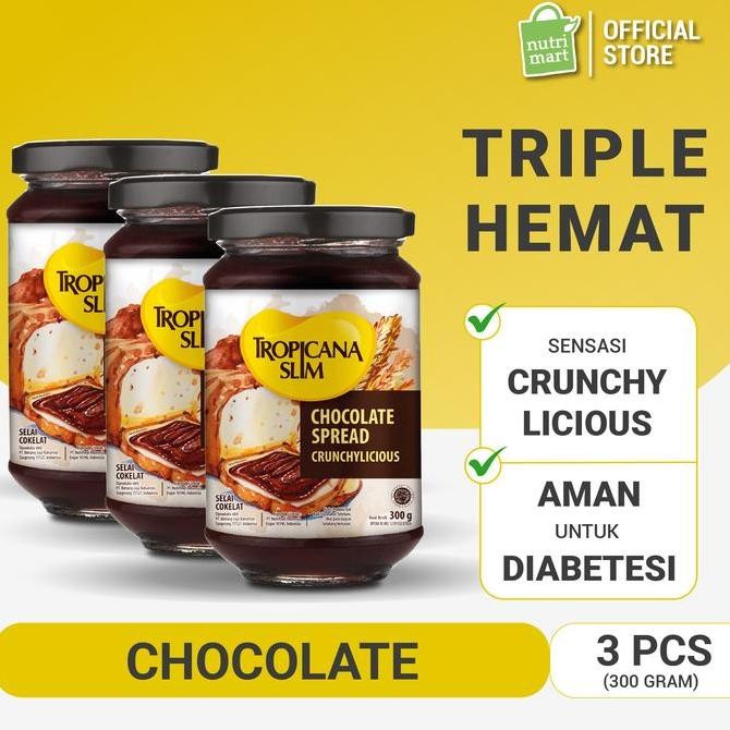 

Produk Baru!! Triple Pack - Tropicana Slim Chocolate Spread 300g - Selai Cokelat