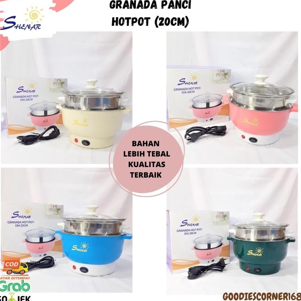 GRANADA DIAMETER 20CM PANCI HOTPOT KUKUSAN STEAMER LISTRIK SERBAGUNA ALAT MASAK MIE MASAK NASI