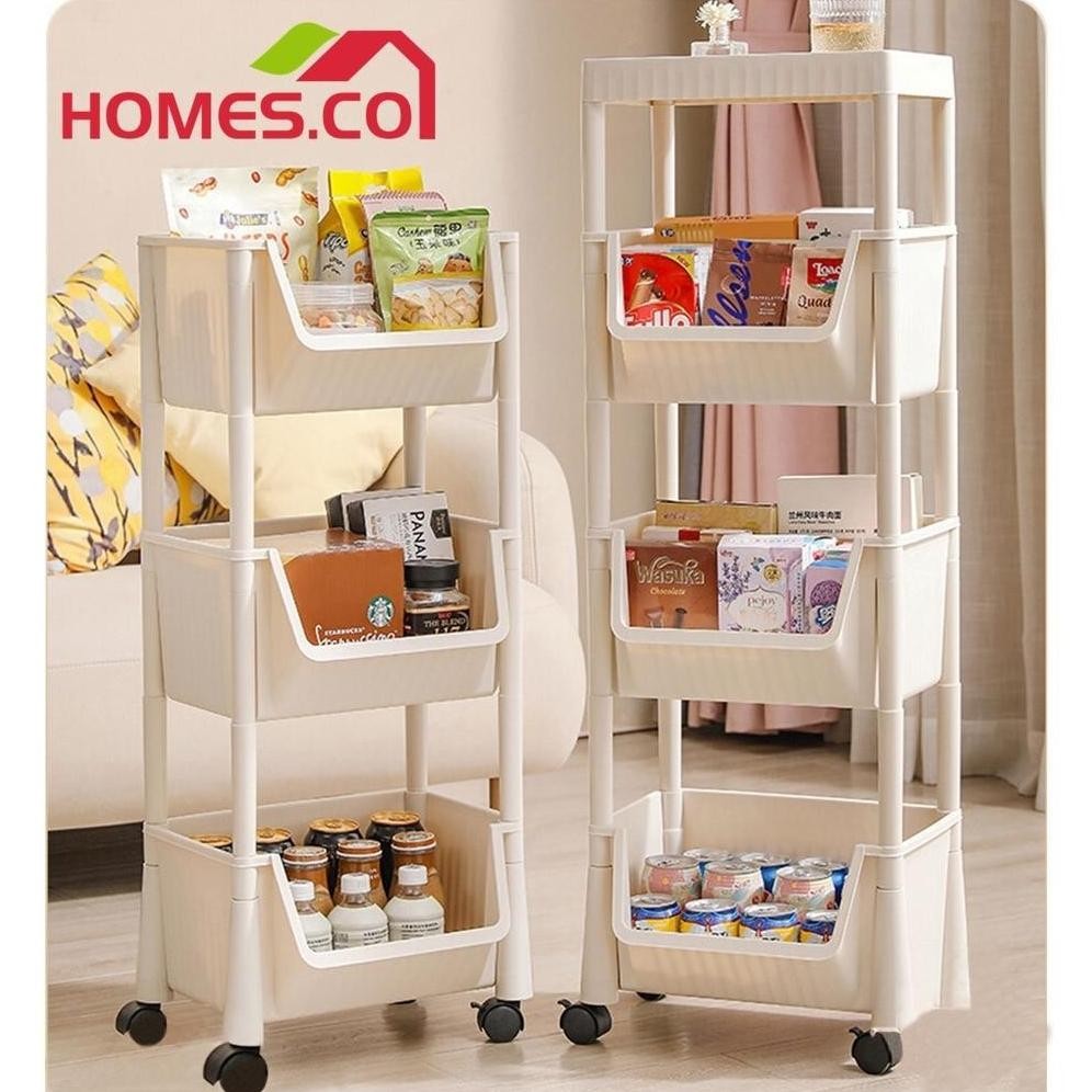 Rak Susun Serbaguna Rak Trolley Susun Rak Serbaguna Aesthetic Dengan Roda Rak Buku Minimalis Rak Kos