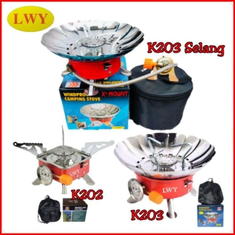 Kompor Camping Mini Portable Gas Stove Kotak Bulat kompor Gunung Bunga Selang AST