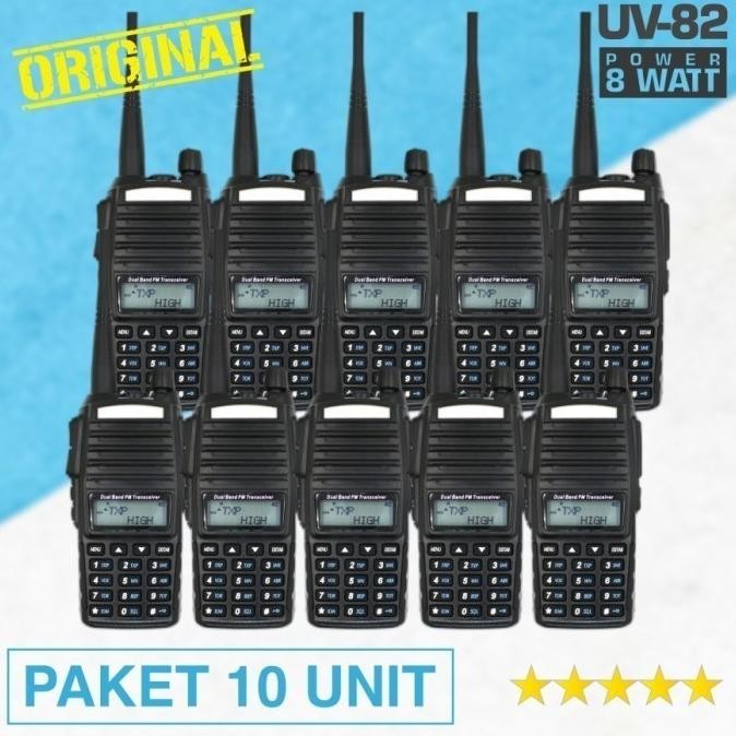 HT BF UV 82 8watt paket Spesial 10 unit siap pakai walkie talkie jarak jauh UV82 UV-82 8 watt dual b