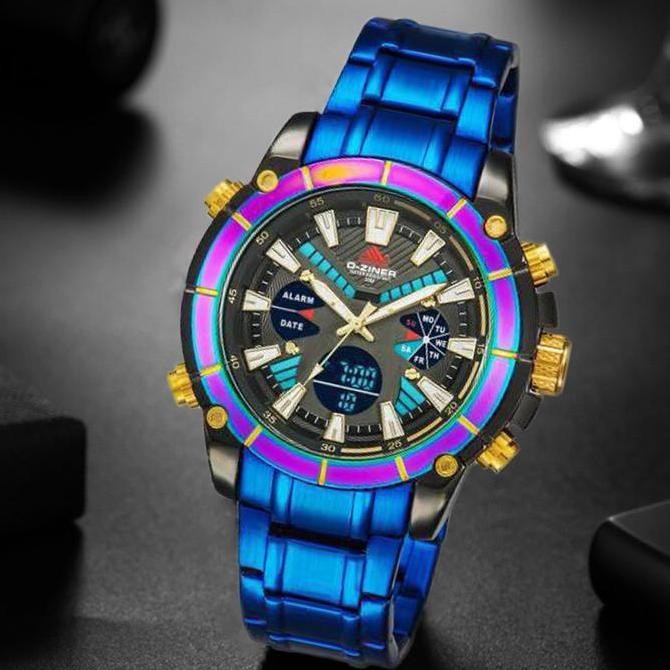 Sale Diskon   Dziner Jam Tangan Pria Double Time 8258 Tali Rantai Stainless Steel Original Water Res
