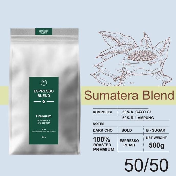 

Kopi Espresso Blend Sumatra A50/R50 - 500 gr | Biji/Bubuk