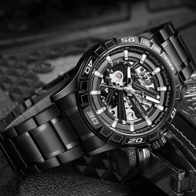 Promo Diskon  Jam Tangan  Evans Jayden Jam Tangan Pria 9565 Rantai Automatic Movement Stainless Stee