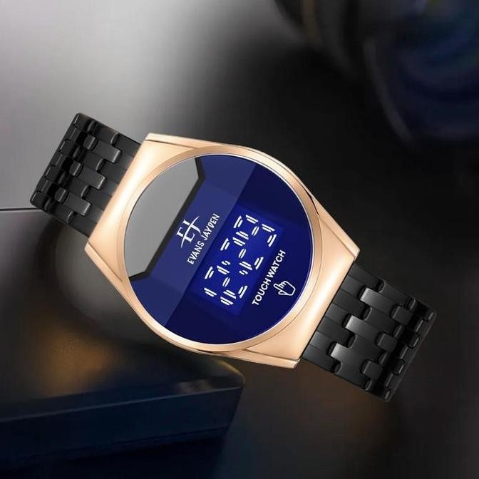Sale Diskon  Jam Tangan   Evans Jayden Jam Tangan Pria 9954 Rantai Stainless Steel Digital Touch Scr