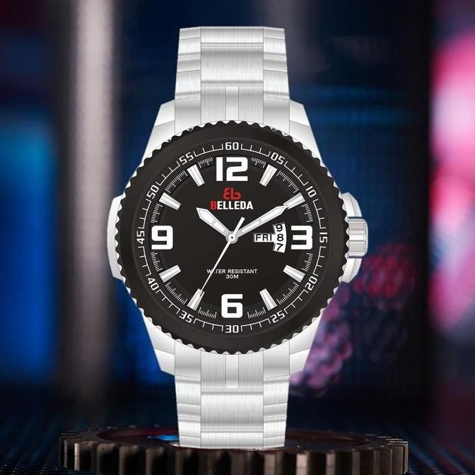 Murah Esklusif Live  Belleda 9035 Jam Tangan Analog Pria Rantai Stainless Tahan Air 30M Watches