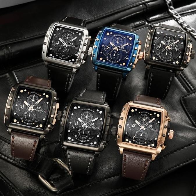 Murah Evans Jayden Jam Tangan Pria 9550 Kulit Kaca Sapphire Chronograph Water Resistant 10 Atm Stain