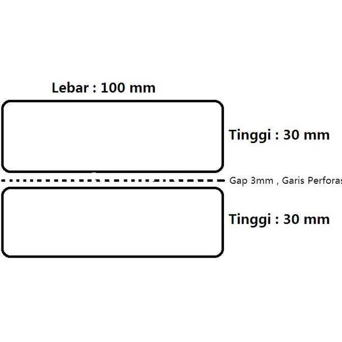 

new yupo 100x30mm 1line 500pcs gap 3mm core 1" , perforasi label stiker