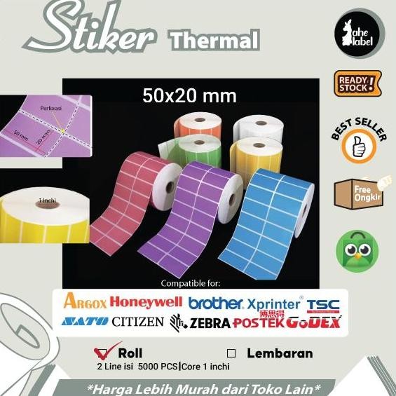 

new label stiker bar thermal 50x20 2 line