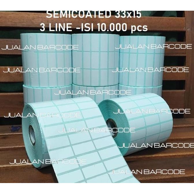 

new stiker semicoted label bare 33 x 15 3 baris 3 line isi 10000 pcs