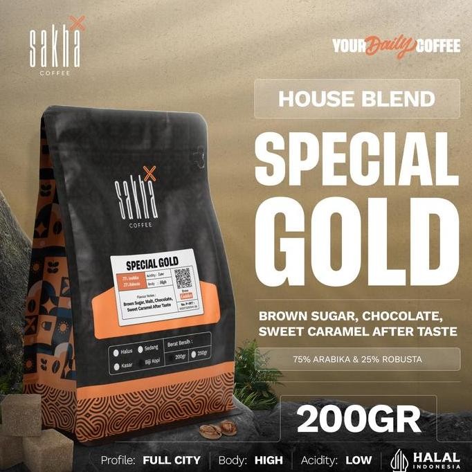 

KOPI SPECIAL GOLD BLEND COFFEE ROAST BEAN ESPRESSO ROASTED BEANS BIJI BUBUK 200 GRAM TERMURAH