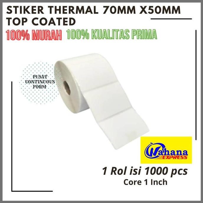 

new stiker label thermal 70 mm x 50 mm isi 1000 pcs
