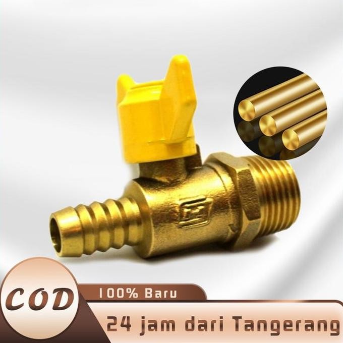 Tersedia Kran Gas Kuningan 1/2 Inch Stop Kran Gas Drat Dalam Drat Luar