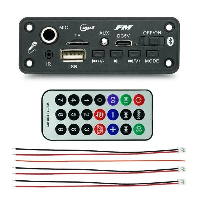 BEBAS ONGKIR - 2x5W Modul Mp3 Player Stereo Amplifier DC 3.7V - 5V Bluetooth Mic Karaoke