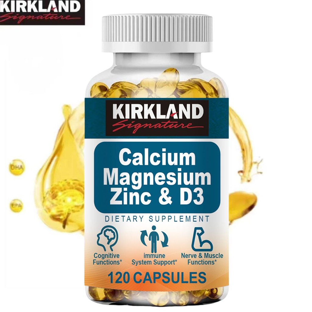 KIRKLAND Kalsium Magnesium Zinc + Vitamin D3 mengandung 1000 mg kalsium, 400 mg magnesium dan 25 mg 