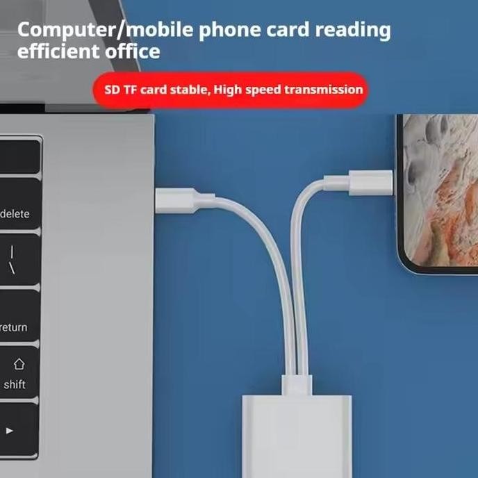 Sale (Jmb) Card Reader Adapter Sd Tf Type C Lightning Otg Iphone Ipad 2 In 1