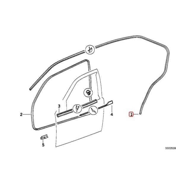 Original BMW E36 Roof Frame Weatherstrip Karet Seal KIRI 51718174757