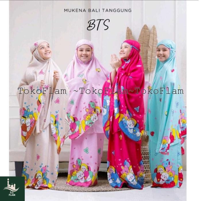 Gharim- Tokoflam Mukena Anak Karakter Bts Mukena Bali Rayon