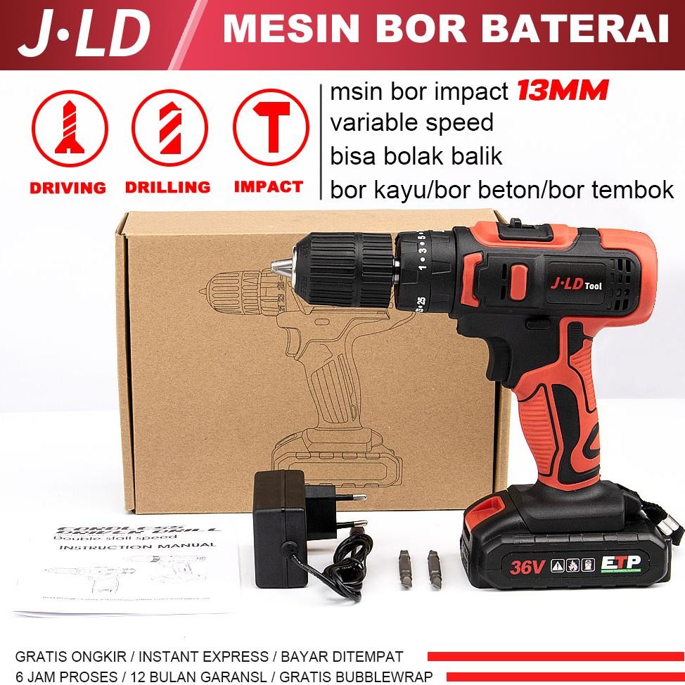 RADEN JLD 13mm mesin bor impact baterai bor cas cordless bor baterai bor listrik jld tool impact var