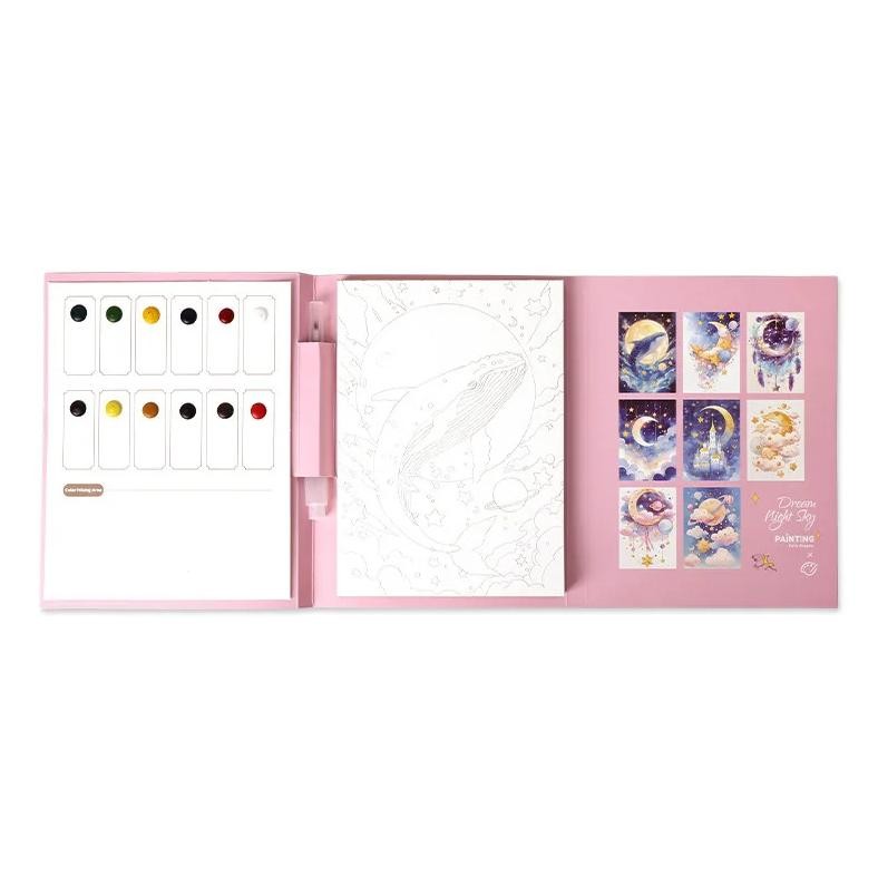

Bview Art Travel Watercolor Painting Set With Tri-Fold Book, Built-In 12 Colors & Stress Relief Note Paper For Diy Art Therapy