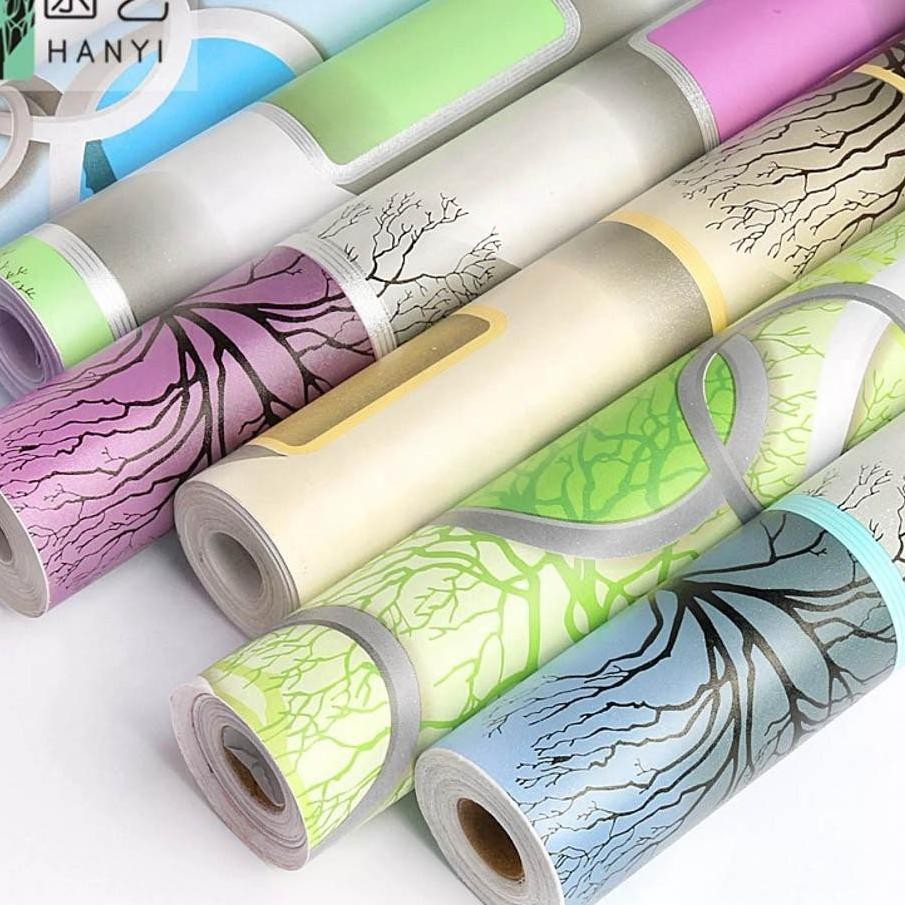 Paket 5 ROLL Wallpaper Dinding Kotak Pohon 3d 45cm x 10m