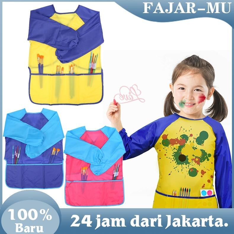 Apron Anak Melukis Anti Air Apron Lukis Anak Lengan Panjang Celemek Melukis Dengan Kantong