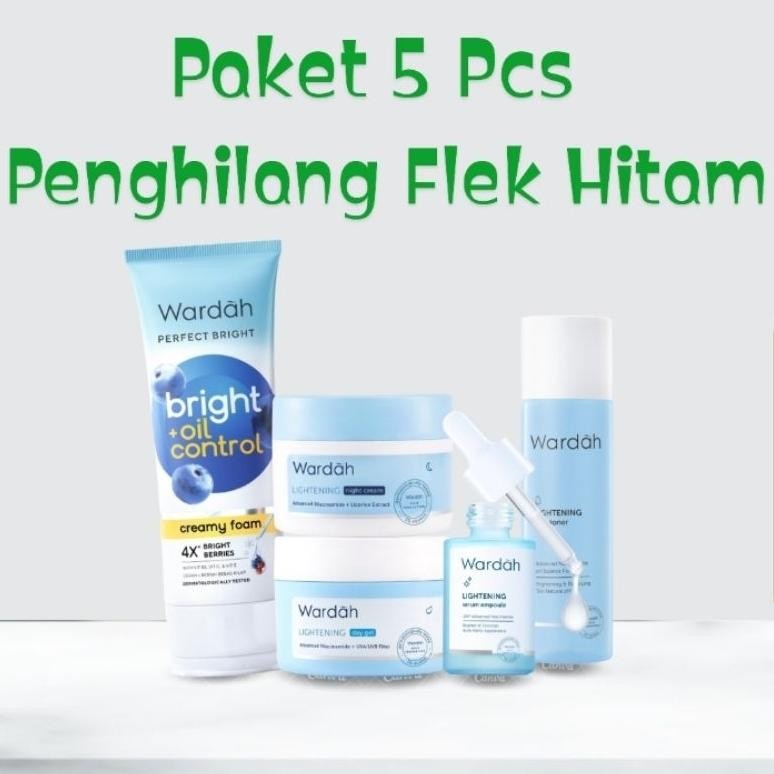 READY STOCK Paket WARDAH 5 Kosmetik Penghilang Flek hitam membandel / COD Paket Skin care Wardah yan