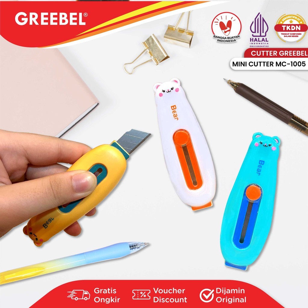 

GREEBEL Mini Cutter (1Pcs) / Kater Mini / Kater Untuk Anak Sekolah / Mini Cutter MC-1005