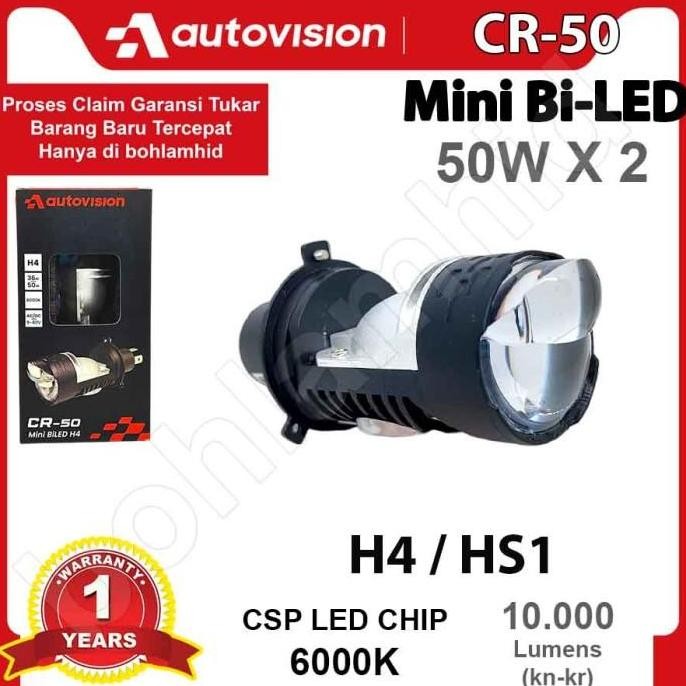 Lampu Projektor Mini Biled Autovision Cr50 H4 Led Laser Projektor 2X50W 10000Lumen Hs1