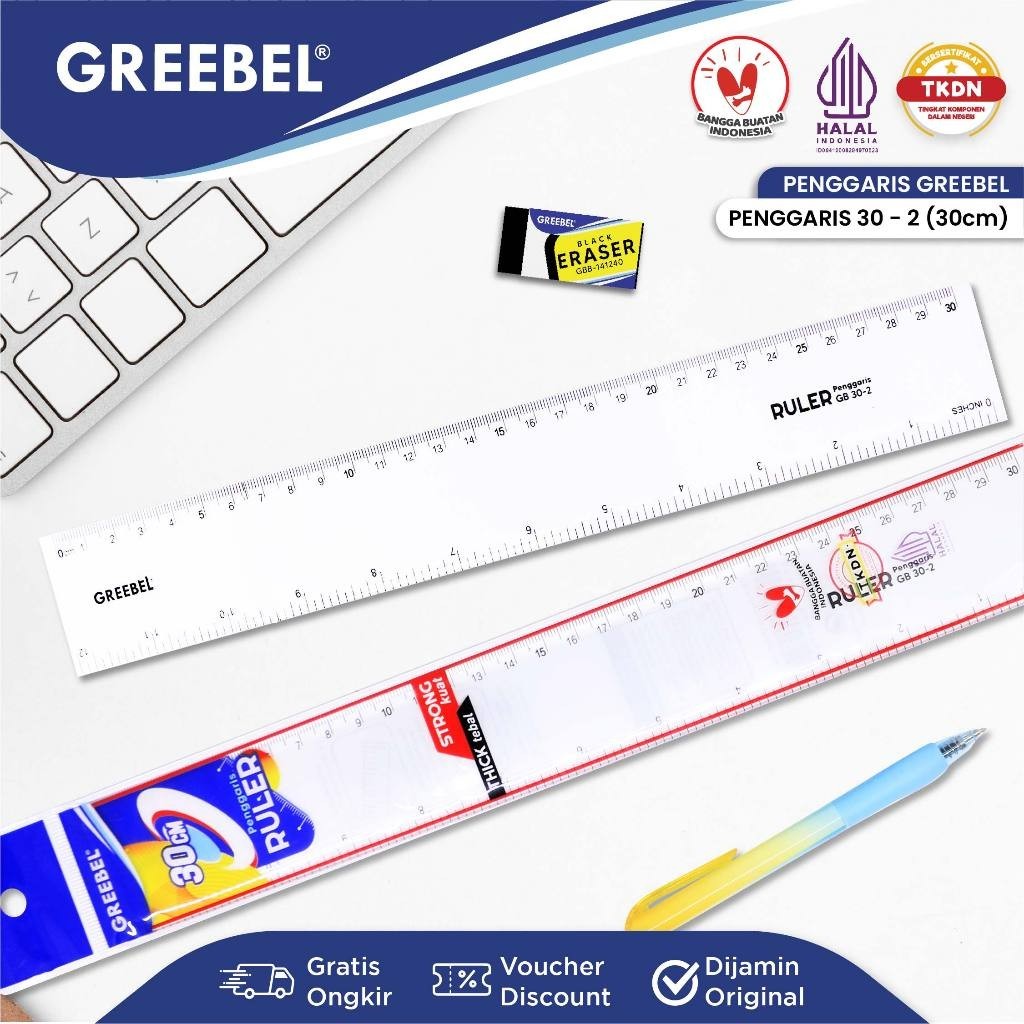 

GREEBEL Penggaris Plastik/ Alat Ukur / Penggaris Panjang / Plastik Ruler 30CM-2
