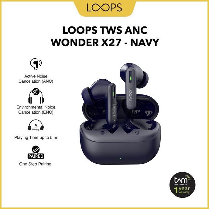 Loops Tws Ancenc True Wireless Bluetooth Earphone Wonder X27 - Navy New Stok