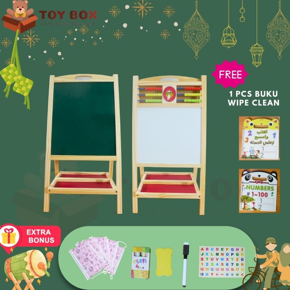 

READYYY LARGE SIZE MAINAN PAPAN TULIS LIPAT ANAK BLACKBOARD DAN WHITEBOARD 2 IN 1 BOLAK BALIK / WOODEN 2IN1 MAGNETIC BOARD/PAPAN TULIS LIPAT 2IN / PAPAN LUKIS, KAYU LUNAK/PUTIH, PAPAN TULIS BISA MENGGUNAKAN SPIDOL KAPUR