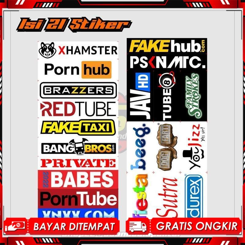 [Desain Baru] Baju Kaos Viral Stiker Motor Racing Dewasa Pack Isi 21 Stiker - Xhamster Brazzer Katun