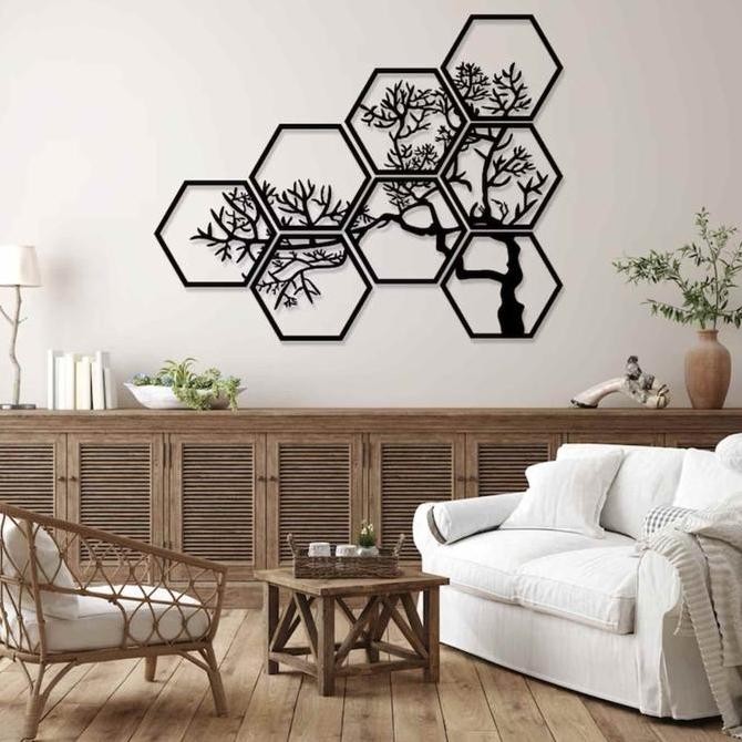Terjangkau Kreasikayu Dekorasi Hiasan Dinding Timbul Elegan Hexagonal Rangkai Model Ranting Pohon Ka