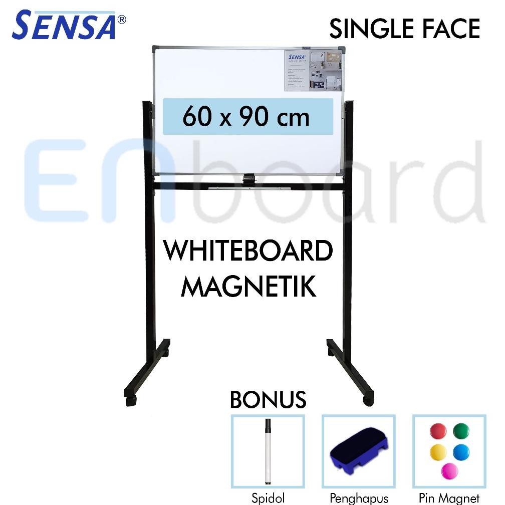

READY PAPAN TULIS WHITEBOARD / WHITE BOARD STANDING MAGNET SINGLE F SENSA 60 X 90 CM