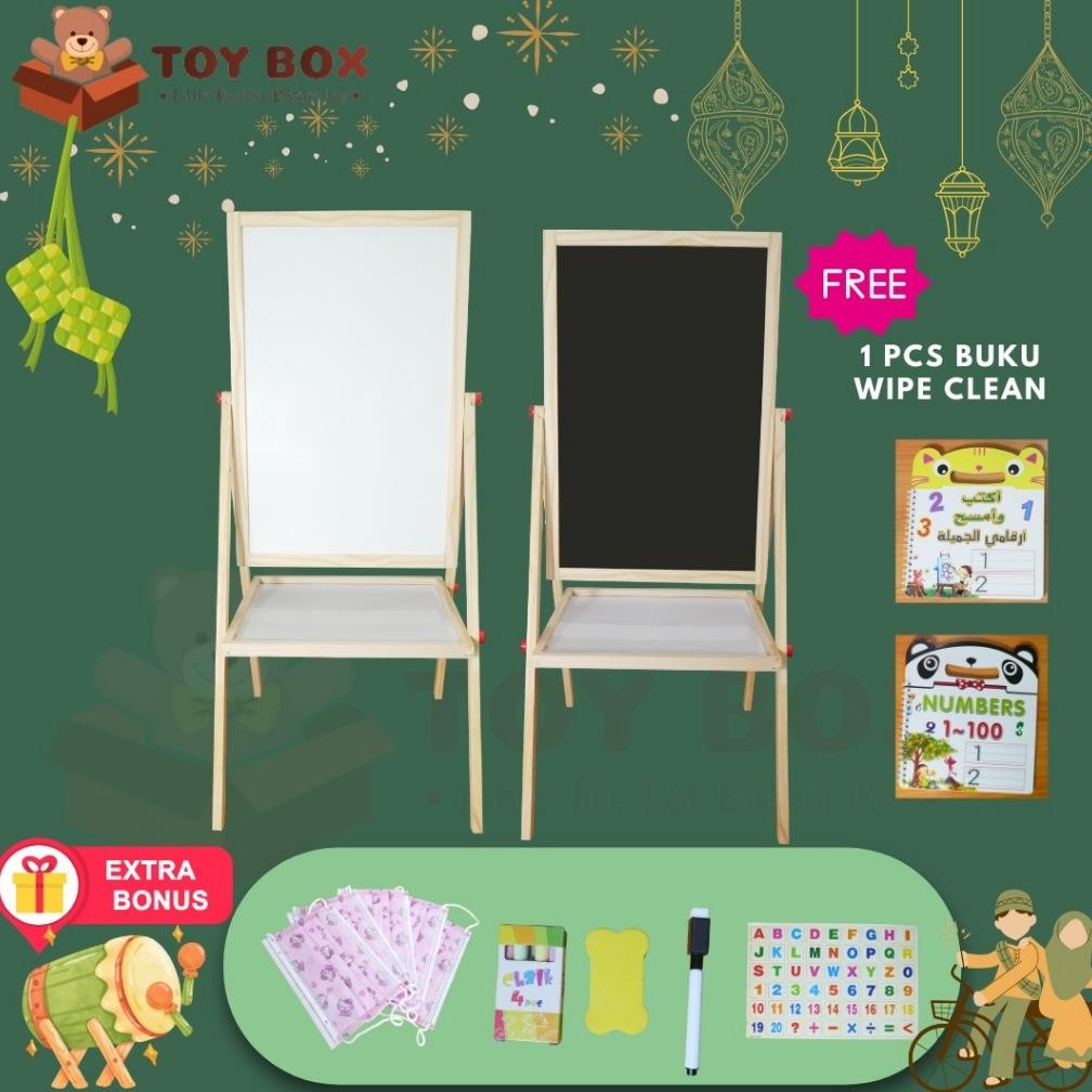 

READY MAINAN UK LARGE 2IN1 MAGNETIC EDUION BOARD - ( BLACK DAN WHITEBOARD ) PAPAN TULIS BESAR BELAJAR / MENGGAMBAR ANAK DENGAN SEMPOA BERHITUNG MODEL BERDIRI BESAR