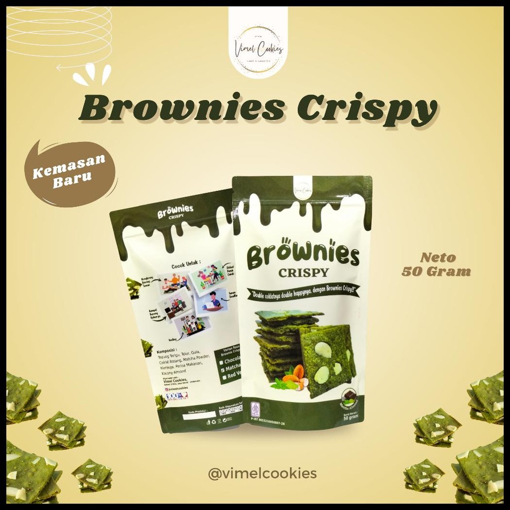 

BROWNIES CRISPY MATCHA/COOKIES BROWNIES ALMOND (50 GRAM)