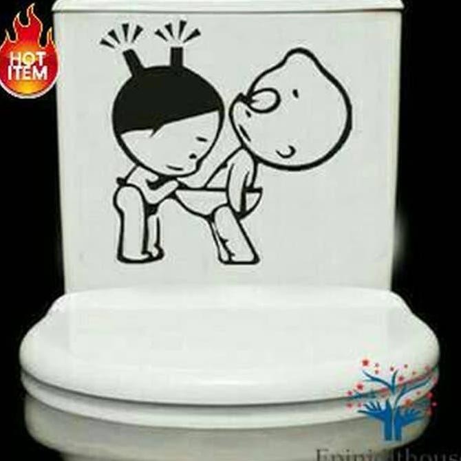 Stiker Dekorasi Toilet/Kamar Mandi Closet Lucu Unik Motif Anak Kecil