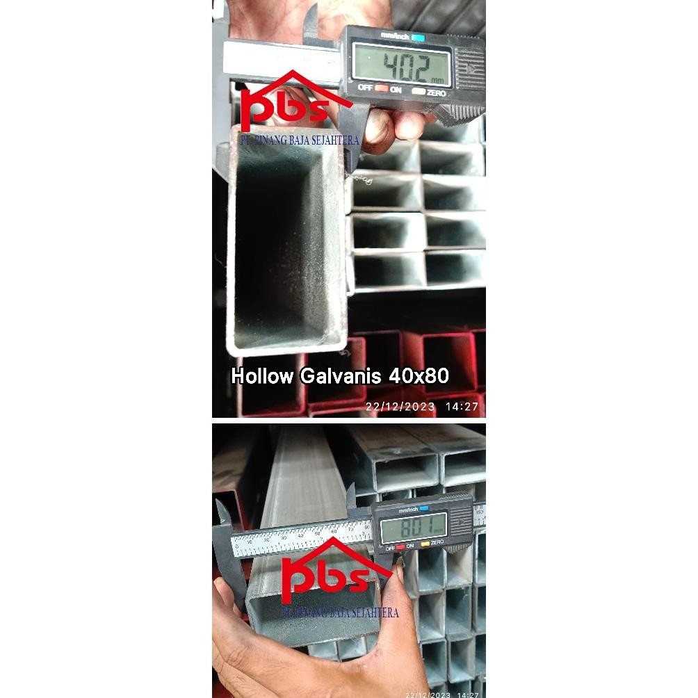 NEW BESI HOLLOW GALVANIS 4cm x 8cm (40x80) x 6 meter, Tebal 1.2mm 1.4mm 1.7mm 2.0mm / HOLO KOTAK
